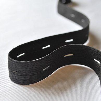 Buttonhole Elastic in Black 19mm