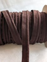 Velvet Insertion Piping Brown 15mm Closeup - William Gee UK Haberdashery