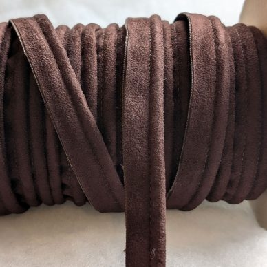 Velvet Insertion Piping Brown 15mm Closeup - William Gee UK Haberdashery