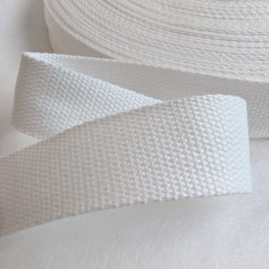 Polycotton Webbing 30mm White - William Gee UK